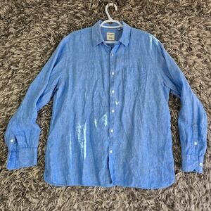Murano Baird McNutt Linen Shirt Mens Large Blue Long Sleeve Button Up 2897